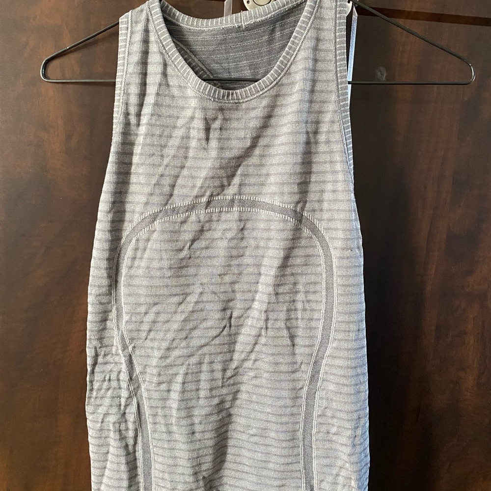 Gray Striped Sleeveless Lululemon tank